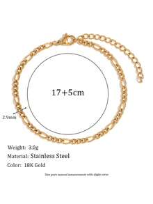 Bộ 6 chiếc/bộ thép không gỉ vàng 18K thời trang nữ nhiều lớp chuỗi hạt rắn mini cổ điển, chống xỉn màu, đeo hàng ngày, dự tiệc - Vàng - Xem 5