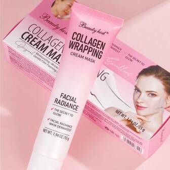 Beauty Host Masque facial à peler pour la nuit - Masque facial au collagène hydrolysé pour l'élasticité, l'hydratation, la réduction du relâchement et de l'terne, des soins de la peau éclatante, 1,94oz/55g