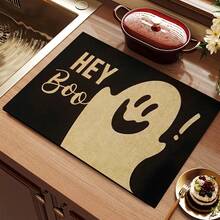 1pc Halloween Ghost & Pumpkin Printed Absorbent Draining Mat, Silicone Coffee Machine Coaster, Soft Rubber Drainage Pad, Super Absorbent Wear-Resistant Dish Drying Mat, For Countertop, Restaurant, Kitchen, Patio Dining Table, Home Decor - Printed - View 10
