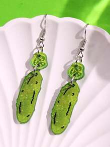 1 par de pendientes personalizados con diseño peculiar de pepino verde de acrílico, joyería de moda para mujeres, adecuado para atuendos diarios y fiestas