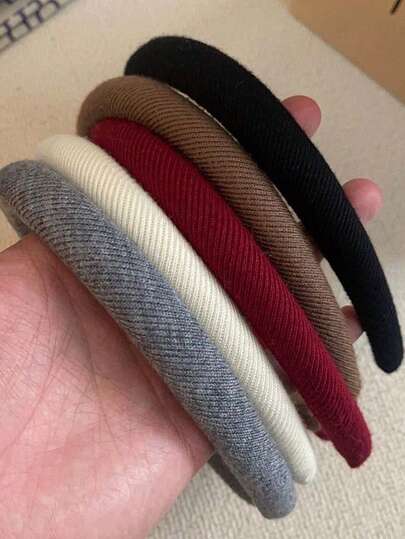 2025 New Simple Maillard Twill Fabric Thin Hairband High Crown Pressure Hair Hoop Facial Washing Non-Slip Internet-Famous Solid Color Retro Narrow Edge Outer-Wear Hair Accessory Broken Hair Organizing Tool Ladies' Hair Ornament, High Elasticity Non-Constricting, Narrow Edge For Slim Face Effect Suitable For Daily Outings And Parties,