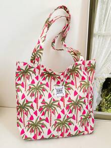 新款海滩/旅行必备碎花托特包，时尚百搭，适合学生、通勤、女士度假装和单肩包 - 彩色 - 查看 2