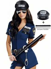 1 Conjunto De Fantasia De Policial, Acessórios De Plástico Para Baile De Máscaras, Escudo Antimotim Da Swat, Capacete Tático, Bastão, Luvas, Acessórios Para Festas, Acessórios Para Fotografia