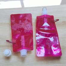 KIT 2 PIECES Foldable, Flexible And Reusable Squeeze Water Bottle - PINK - View 3