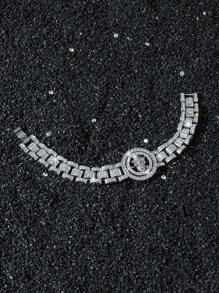 1 pièce Bracelet style hip-hop homme avec crâne orné de strass rotatif
