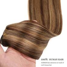 8pcs Straight Clip In Hair Extensions Human Hair Per Set With 18Clips Double Weft Brazilian Virgin Human Hair Natural Black Color For Women (22 Inch, Straight Hair) - Màu dương cầm - Xem 3