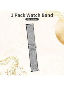 1 paquete de Banda elástica de nailon brillante compatible con relojes Apple de 38mm, 40mm, 41mm, 42mm, 44mm, 45mm, 46mm, 49mm para mujeres y niñas, banda trenzada ajustable tipo bucle solo compatible con Series Ultra 10 9 8 7 6 5 4 3 2 1 SE