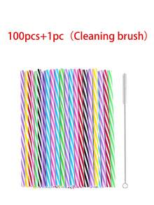 100 支可重复使用吸管，适用于洗碗机的塑料吸管，适用于冰沙、果汁、鸡尾酒、热饮的塑料吸管，9.06 英寸吸管（25/50/100 支） - 彩色 - 查看 14