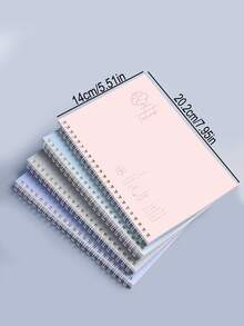 4 件/包 A5 线圈笔记本，配有漂亮的小花封面，个性化螺旋装订笔记本，开学季学生必备的学校用品，可作为送给朋友的礼物，开学季 - 彩色 - 查看 2