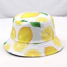 Unisex Reversible Bucket Hat For Beach And Fishing - 檸檬白 - 查看 3