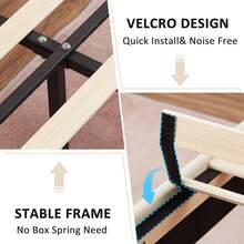 VECELO Double Bed Frame With 4 Storage Drawers, Upholstered Platform With Adjustable Velvet Headboard, Solid Wood Slat Support, No Box Spring Needed, Easy Assembly, Beige - Beis - Ver 4
