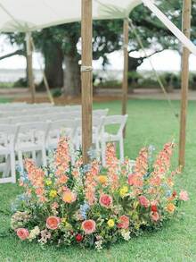 Flores artificiales de delfinio blanco, 8 piezas de tallo largo de seda, flores de Larkspur de 33,5 '', tallos de delfinio falso para jarrón alto, Decoración de mesa de boda para el hogar (blanco) - Coral - Ver 5