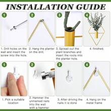 2 Pieces Wall Decor Hanging Planters With Artificial Plants Metal Hanging Vase Indoor Plants Holder Geometric Wall Art For Home Bedroom Living Room Office(Eucalyptus,Medium) Halloween Christmas New Year - 薑色 - 查看 3