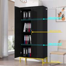 Storage Cabinet,Kitchen Pantry Cabinet With 2 Doors And Adjustable Shelves,Tall Storage Cabinet For Bathroom, Living Room, Laundry,Natural,Blcak,White - Black - View 5