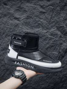 Novos Botas de Neve Quentes e Espessas para Outono/Inverno, Sapatos de Moda de Cano Alto Antiderrapantes, Sapatos Casuais Versáteis Impermeáveis, Antiderrapantes e Antifrio para Viagens, Botas Esportivas para Outdoor, Botas de Cano Alto Casuais, Sapatos Slip-On Pretos Versáteis Masculinos