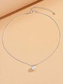 Elegant Single Round White Faux Pearl Pendant Necklace With Delicate Chain, Women's Minimalist Jewelry For Casual And Formal Occasions