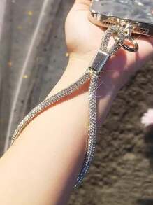 1 قطعة سلسلة معصم مرصعة بالراين كريستال، ديكور علوي فاخر مرصع بالراين، حزام هاتف قصير عصري، سلسلة كاميرا مضادة للفقد