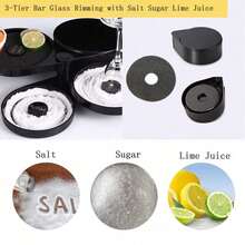 1set 3-Tier Bar Glass Rimmer Bartender Tool With Sponge 3-Tray Black Plastic Glass For Cocktails Margaritas Bloody Marys And Gimlets - Black - View 7