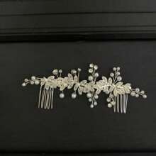 1 Stück silberner Blumen-Haarkamm, eleganter Braut-Haarschmuck