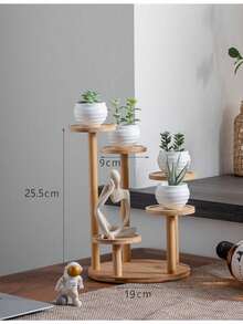 1 Stück Bambus Aufbewahrungsregal für Innenbereich, mehrstöckig, trapezförmig, Tisch Deko, kreative Blumentopfaufbewahrung und Dekorationstisch