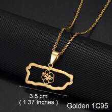 1pc Puerto Rico Map Flowers Masks Traditional Symbol PR Frog Necklaces For Women Girls Stainless Steel Jewelry