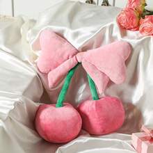 Bow Pillow Cherry Throw Pillow Aesthetic Cute Coquette Room Decor Funny Preppy Cherry Cushions Bedroom Living Room Sofa Bed Chair Decoration (Pink,Small) Valentine's Day - 酒紅色 - 查看 10