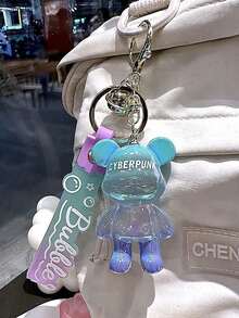 1pc Creative Colorful Standing Bear Keychain Pendant, Cute Gradient Color Animal Figurine Keychain Decor, Suitable Gift For Classmates, Friends, Family, Valentine's Day, Birthday, Party Outfit Accessories School Car Accessories Goth Y2k