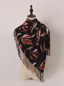 1pc Floral Printed Polyester Casual Scarf, Winter