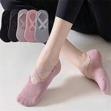 1/5 Pairs Women Anti-Slip Yoga Socks, With Double Stripes Non-Slip Grip, Suitable For Workout, Ballet, Sports