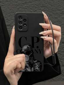 1 pieza Funda de teléfono con borde recto mate y patrón de CP a la moda, compatible con Apple 11/12/13/14/15/16/16 Pro/16 Pro Max, Galaxy A05/A15/A25/A35/A53/A54/A55/S23/S24, serie Redmi