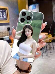 1 pieza Funda suave transparente personalizable de cobertura completa anticaídas de alta definición, adecuada para personalizar fotos de pareja, familia, mascotas, viaje como regalo de cumpleaños, vacaciones