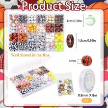 1 Box Sports Ball Beads For DIY Jewelry Making, Acrylic Tiny Baseball Basketball Soccer Football Volleyball Beads For Bracelets Keychains Necklaces Crafting, Sports Beads