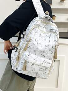 Casual Large Capacity Colorblock Multi-Pocket Functional Backpack, Unisex College Style Student Book Bag Suitable For School, Study, Shopping, Travel, Back To School
