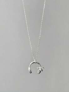 1 件时尚个性化耳机项链，适合任何场合的女性 - 銀色 - 查看 3