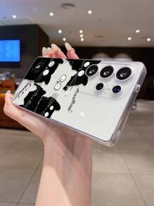 1pc Black & White Cat Design Phone Case With Precise Cutout Camera Protection, Compatible With Samsung, Apple, Nothing, Pixel, INFINIX, Xiaomi/Redmi
