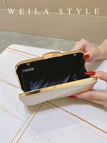 Minimalist Rose Gold PU Leather Clutch Bag, Solid Color Luxury Women's Handbag For Evening Party, Wedding, Banquet, High-End Fashion Lady Purse, Formal Dress Envelope Bag, Versatile Elegant Box Bag, Shoulder/Crossbody Chain Bag, Adult Birthday, Cocktail Party, Small Purse, Fashionable Socialite Style