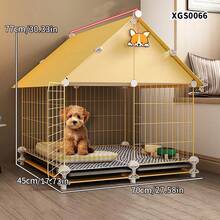 带厕所隔离的小型宠物笼，适用于室内小型犬/猫，适合泰迪、贵宾犬家庭使用