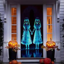 1 件万圣节鬼姐妹门帘 - 恐怖女巫姐妹悬挂门装饰，恐怖姐妹鬼魂门罩，适合万圣节派对，鬼屋装饰，巫术主题万圣节门挂，适合室内外装饰 2025 - 彩色 - 查看 1