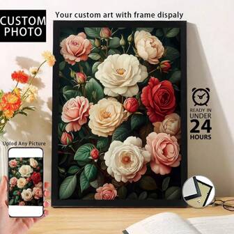 1 pieza, Pintura en lienzo de tamaño grande personalizada, Sube fotos tuyas y de tu familia, Navidad, Decoraciones navideñas, Arte de pared único y creativo, Adecuado para fiesta de cumpleaños, Aniversario, Decoración del hogar, Impresión HD, Preservando recuerdos, Guardando momentos hermosos, El regalo de Navidad ideal, Perfecto para la decoración de la habitación