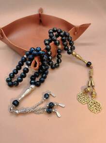 New 33pcs 10mm Gold Glass Bead Rosary Beads, Muslim Prayer Beads Tasbih For Daily Prayer & Ritual