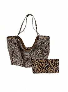 Bolso grande de leopardo de moda, bolso pequeño con estampado de leopardo amarillo, bolso de hombro de gran capacidad, diseño de leopardo de moda, monedero, neceser, estuche para guardar brochas de maquillaje, estuche portátil para guardar esmaltes de uñas, bolso ideal para ir al trabajo, bolso de estudiante, gran capacidad, portátil, adecuado para estudiantes universitarias, oficinistas, adecuado para el trabajo, regreso a clases, escuela secundaria, preparatoria, universidad y vacaciones.