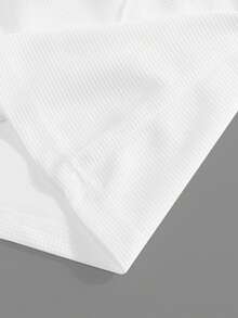 1pc Men's White Drawstring Casual Waffle Fabric Shorts, Loose Fashionable Comfortable Versatile, Suitable For Sports, Leisure And Beach Outings - White - View 8