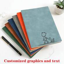 1 pieza Cuaderno de piel personalizado A5, libreta de negocios minimalista, libro de notas con cubierta suave y delicada para oficina, reuniones y notas, útiles escolares, vuelta al cole