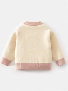 enmi bear 女婴毛衣，新款时尚针织上衣，保暖内衬，加厚款，儿童服装，冬季