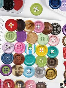 YWWBLD 50pcs Assorted Button Stickers Skateboard Guitar Luggage Diary Desktop Decoration Pvc Material Diy Creative Stickers - Multicolor - View 3