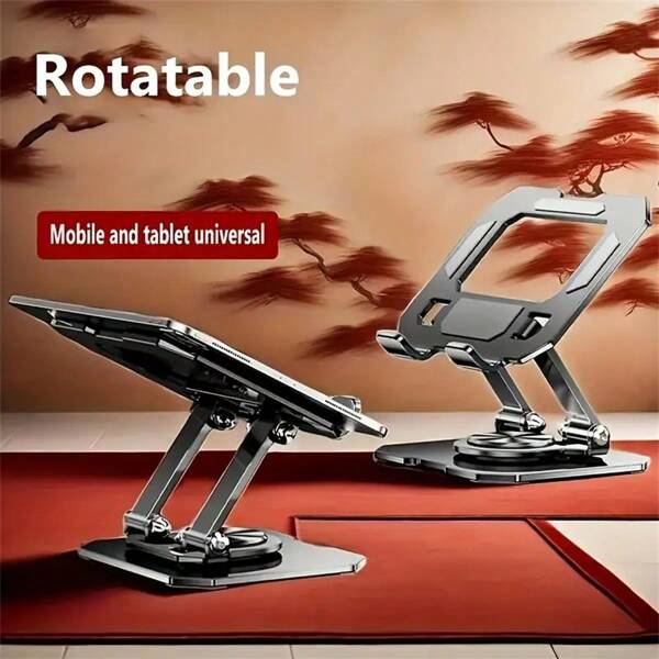 1pc 360° Rotating Metal Desktop Stand, Suitable For Tablets And Smartphones - Adjustable Ergonomic Viewing Angle, Sturdy Metal Structure, Space-Saving Design For Home And Office