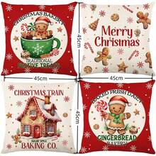 4pcs Christmas Pillow Covers, Classic Red & White Reindeer & Christmas Tree Design - Multicolor - View 5