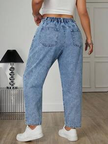 Jeanoix Plus Size Casual Bleashed Ripped Loose Jeans - Light Wash - View 2