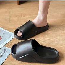 Chancletas de verano de material EVA, sandalias antideslizantes y duraderas para hombres para usar dentro y fuera del baño - Negro - Ver 2