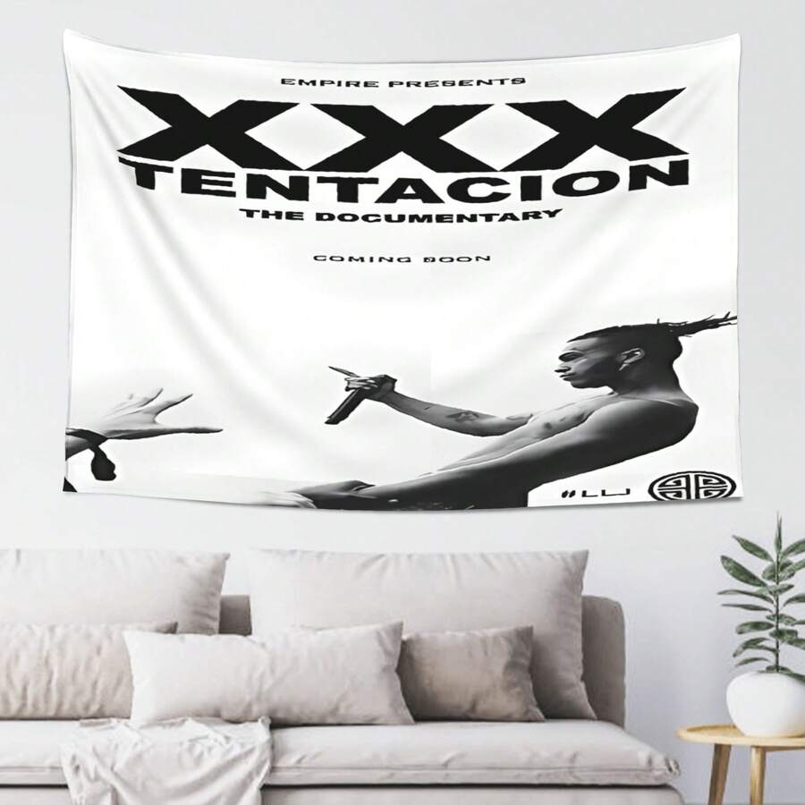 Xxx Tentacion Anime Wall Tapestry For Bedroom, Space Wall Tapestry For Men, Cool Black Aesthetic, Hippie Room Decor Wall Hanging Art For Girl Boys Party 40x60 In - 黑色 - 查看 1